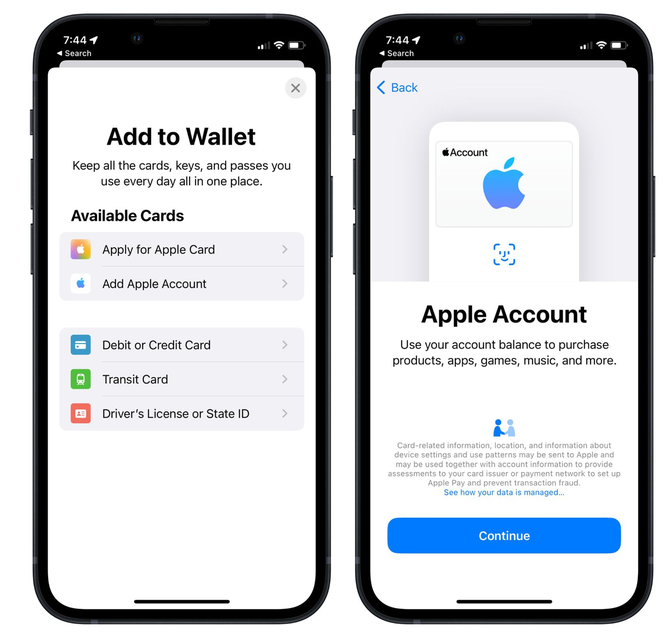 沙湾苹果手机维修分享iOS 15.5钱包App如何添加 Apple 账户 